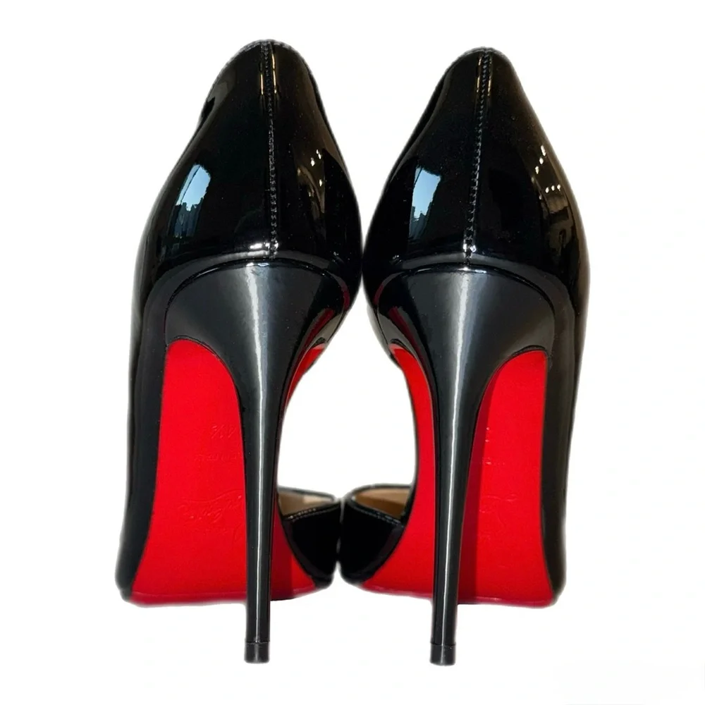 Christian Louboutin Iriza Glossy Black Heels with Iconic Red Soles - Picture 8 of 13